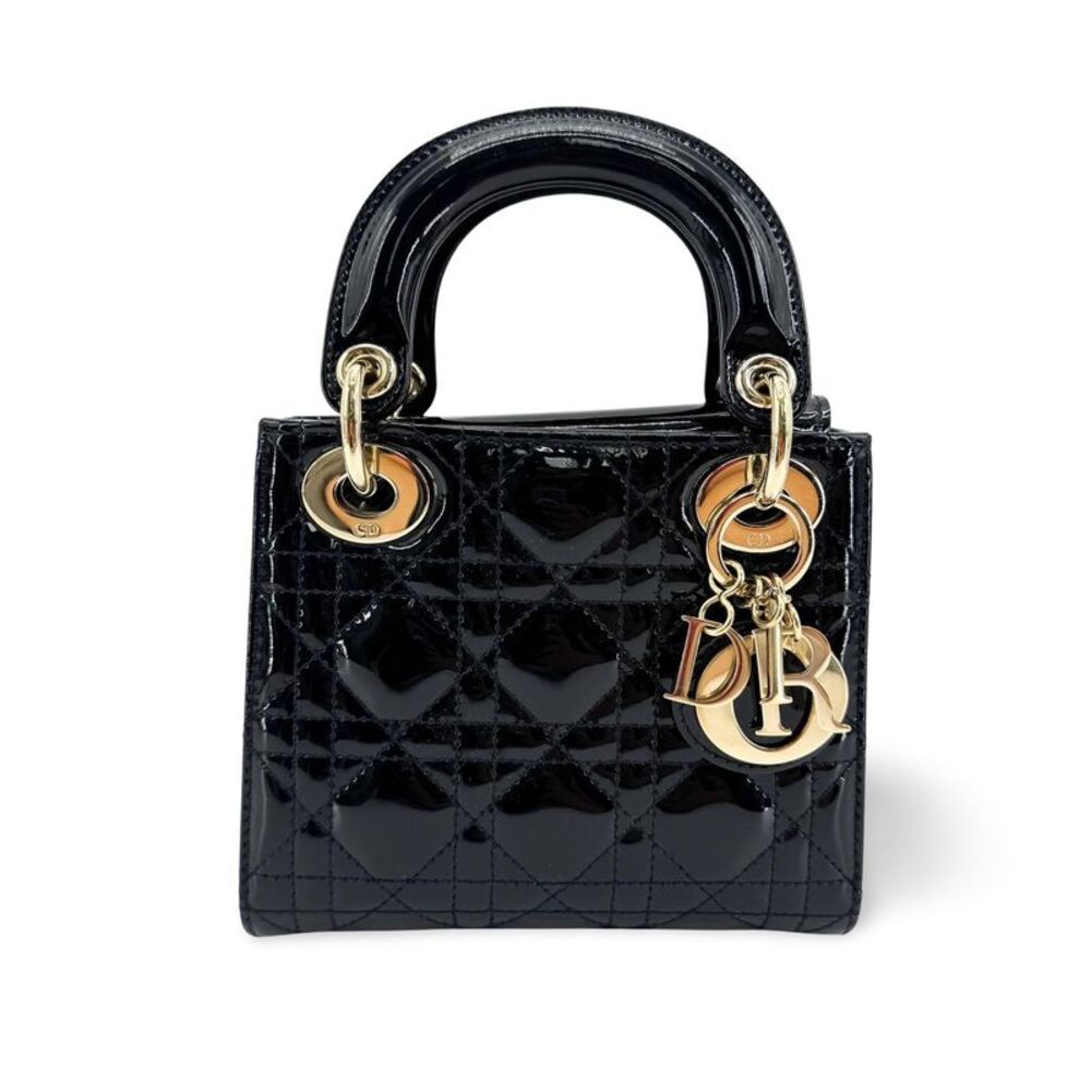 Dior Micro Lady Dior Bag Black Patent Gold Hardware